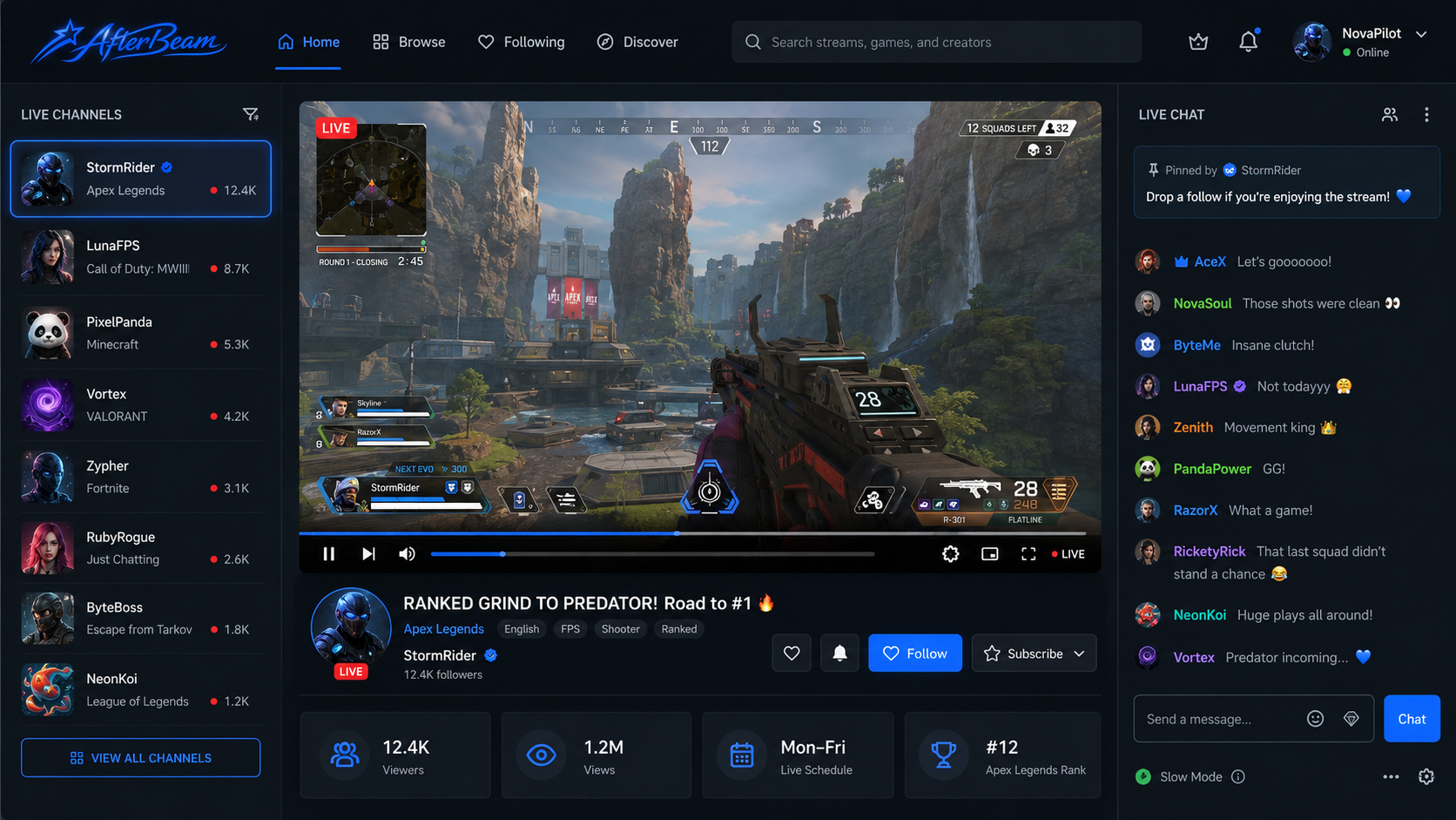 AfterBeam streaming platform interface teaser